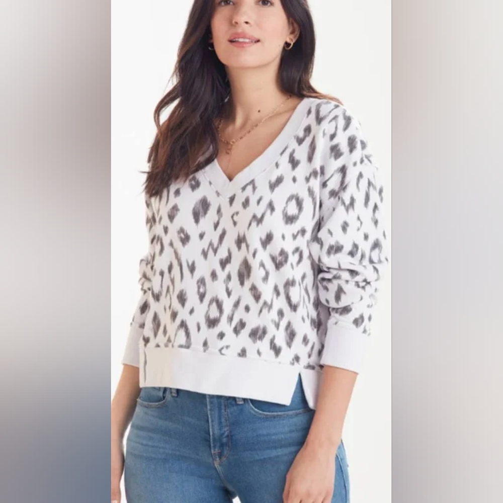 Michael Stars V Neck Cropped Sweatshirt,  Size M